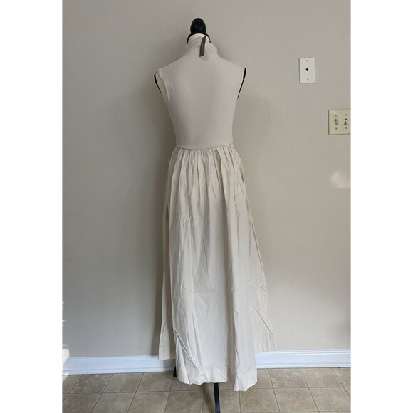 J CREW Fitted Knit Mockneck Dress with Poplin Skirt In Cream Size S NWT - Picture 3 of 9